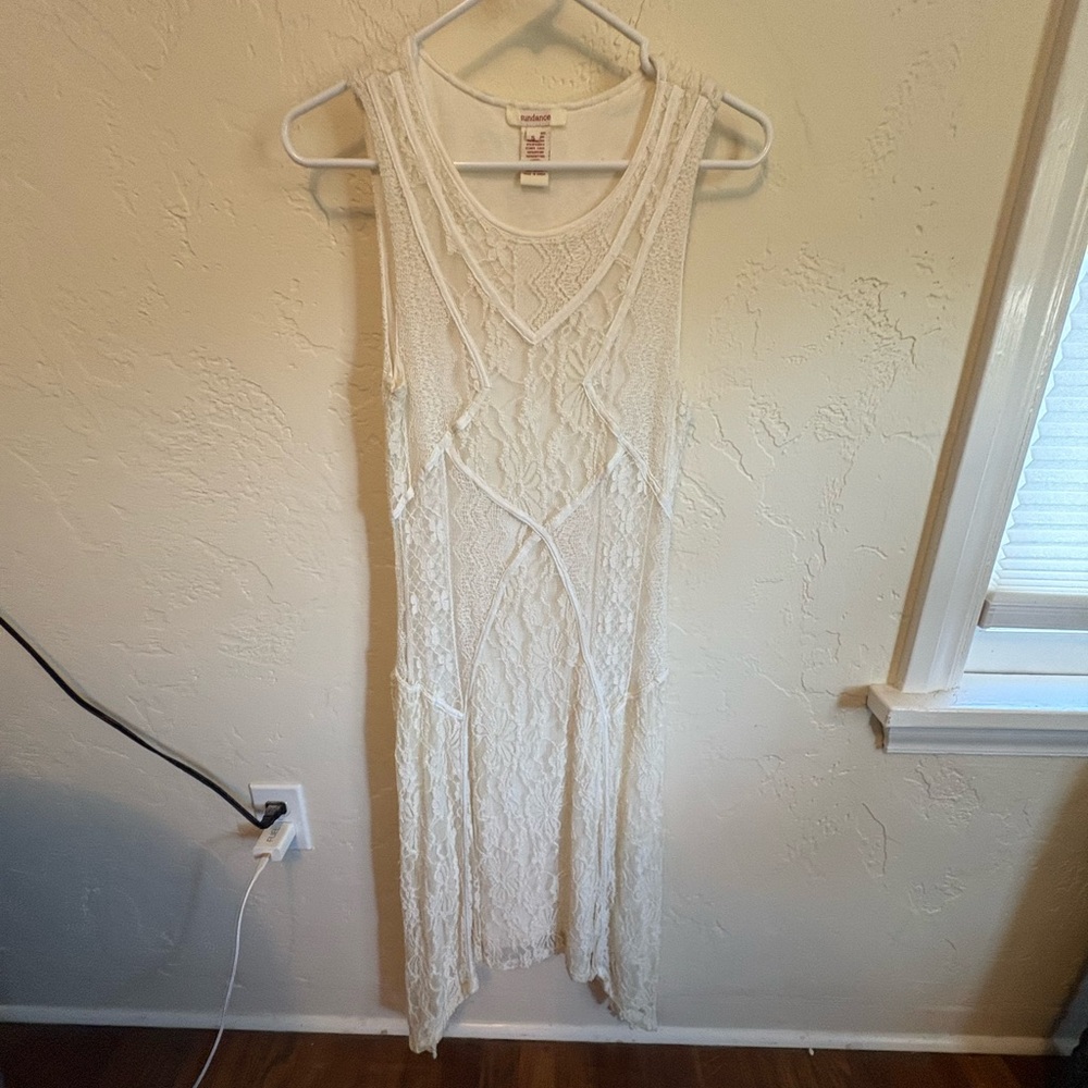 Sundance Cream Crochet Knit Maxi Dress